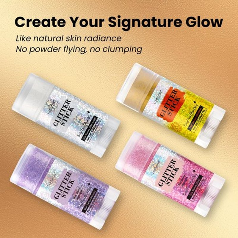 Luxfume Hair Glitter, Pink Glitter Stick for Hair and Body, Hair & Body Sparkle On-The-Go | Singer Concert Music Rave Festival-Ready Shimmer
