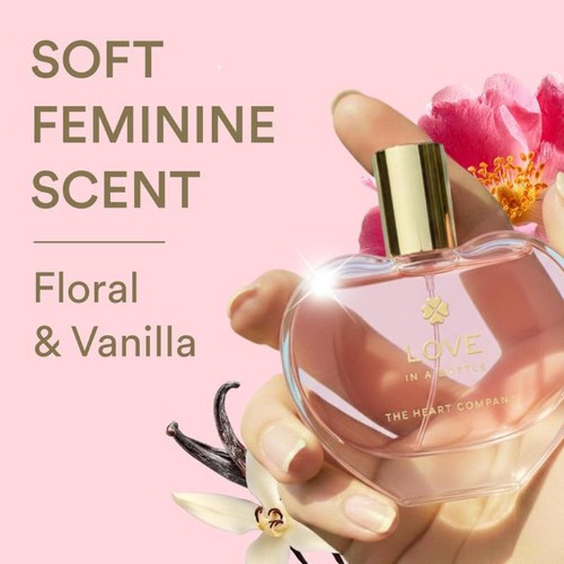 The Heart Company Love In A Bottle - Floral & Sweet Vegan Eau de Parfum for Women | Romantic Fragrance - 75ml