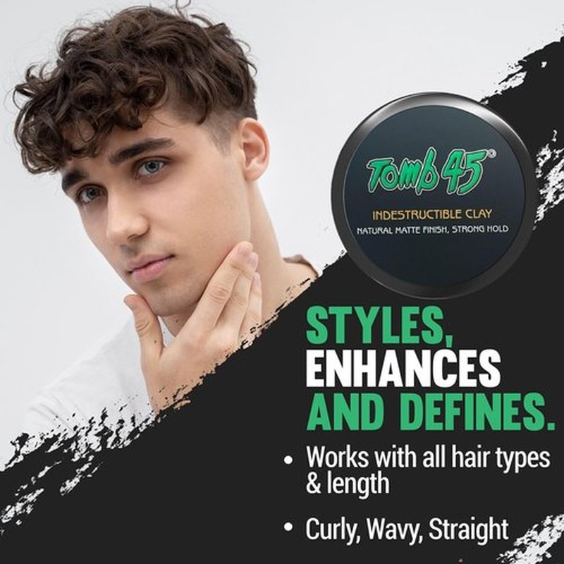 Tomb45 Indestructible Hair Clay - Strong Hold & Matte Finish Hair Styling Product | 4 oz