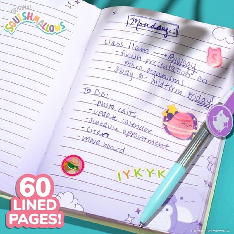 Squishmallows Original Diary Set - Fun Journaling Kit with Stickers, Pen & Sketchbook for Kids | 5x7 Size