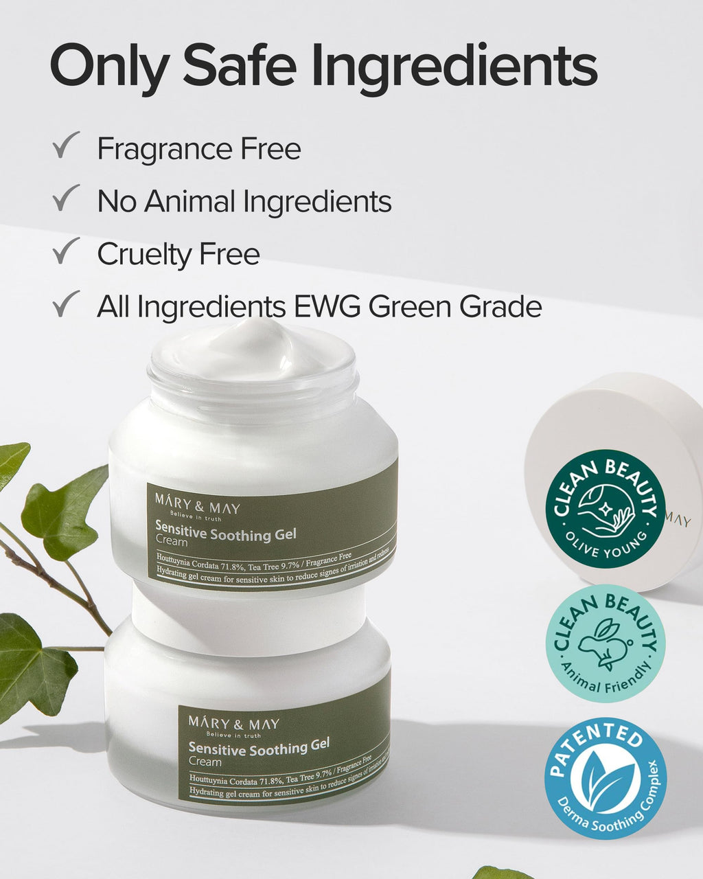 Mary&May Sensitive Soothing Gel Cream - Instant Cooling and Redness Relief, Pore-Tightening Face Cream with Tea Tree and Houttuynia Cordata Extracts - No Sticky, Refreshing Finish, 2.46oz.
