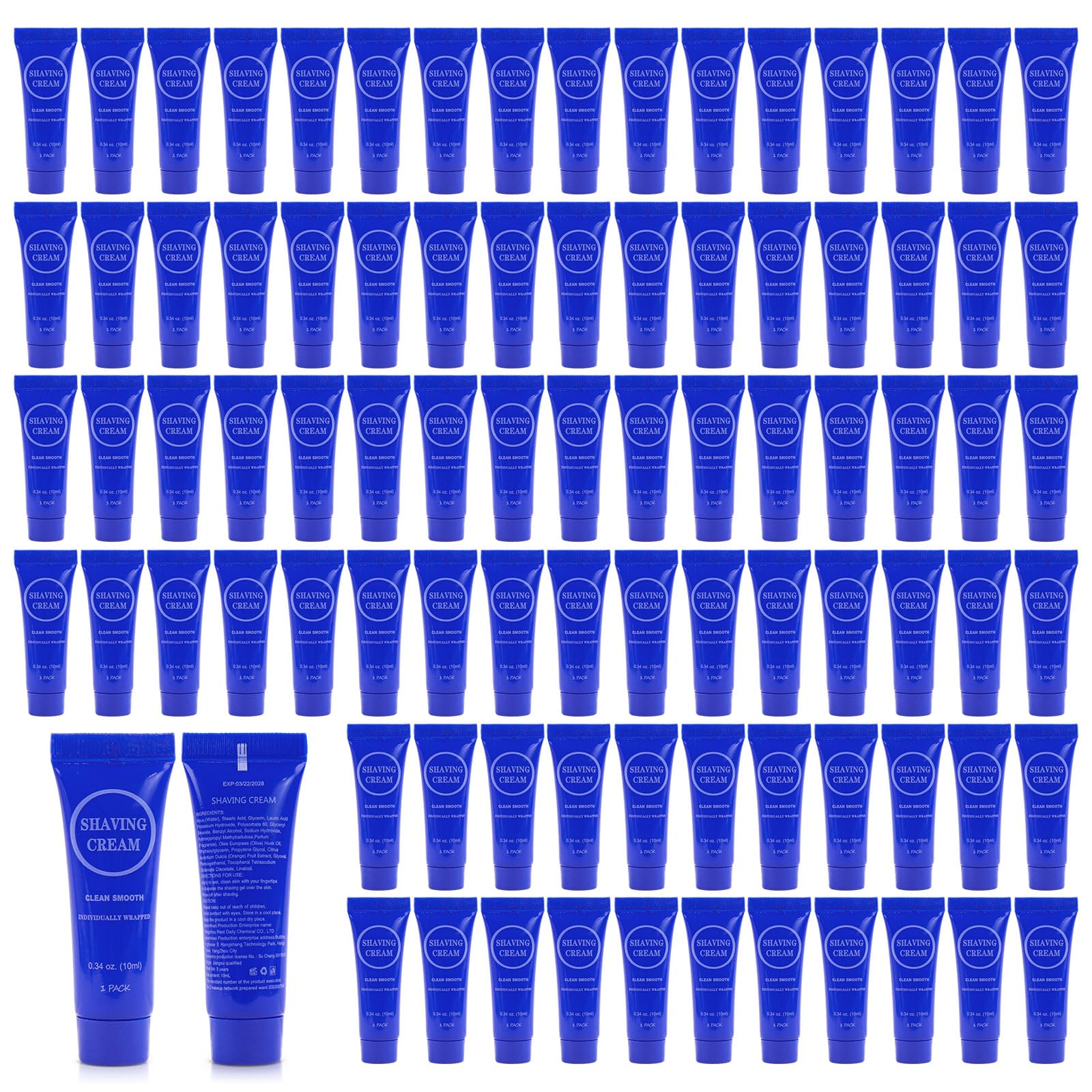 Disposable Shaving Cream for Men 0.34 oz Small Mini Individually Wrapped Shaving Cream in Bulk, Travel Size Toiletries Amenities Vacation for Hotel, Shelter/Homeless/Nursing Home/Charity (10 Pack)