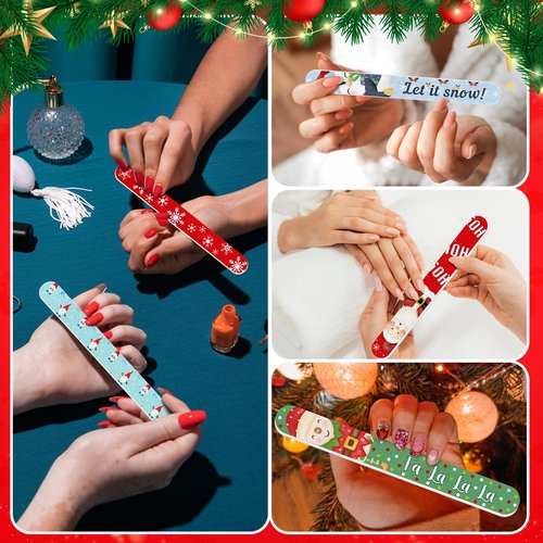 52PCS Christmas Nail Files Bulk Gifts Set for Women, Holiday Emery Boards for Fingernail Care Xmas Gift for Adults, Employee, Coworkers, Friends Stocking Stuffers Goodie Bags Birthday Party Favors