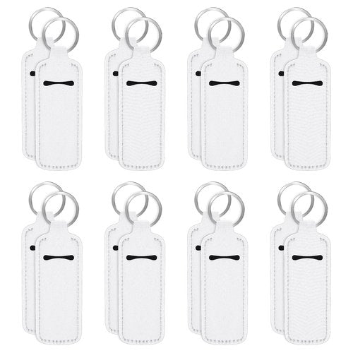 16PCS Sublimation Chapsticks Holder Blanks Keychain Chapsticks Holder Neoprene Lipstick Holder Keychain Lip Balm Holder Travel Key Ring Holder for Purse, Backpack Women DIY Ornament Crafts Supplies