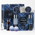 PEARLWORLD Bath Set with Ocean Scented Spa Gifts for Men, Christmas Birthday Self Skin Care Set for Men, Spa Gift Baskets for Him, 12Pcs Men's Spa Kit Gifts for Bath Spa