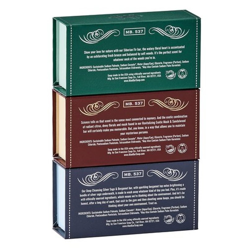 San Francisco Soap Company Man Bar Gift Set | 3-Piece | Chemical-Free & Gentle for All Skin Types | Made in the USA