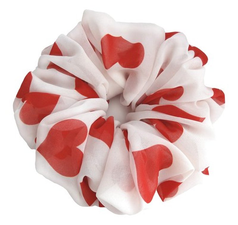 26 Colors Available, Colorful Big Scrunchies for Hair, Soft Chiffon Ponytail Holder, Cute Birthday Gift for Women Girl Teen, Holiday Accessory (Red Hearts)