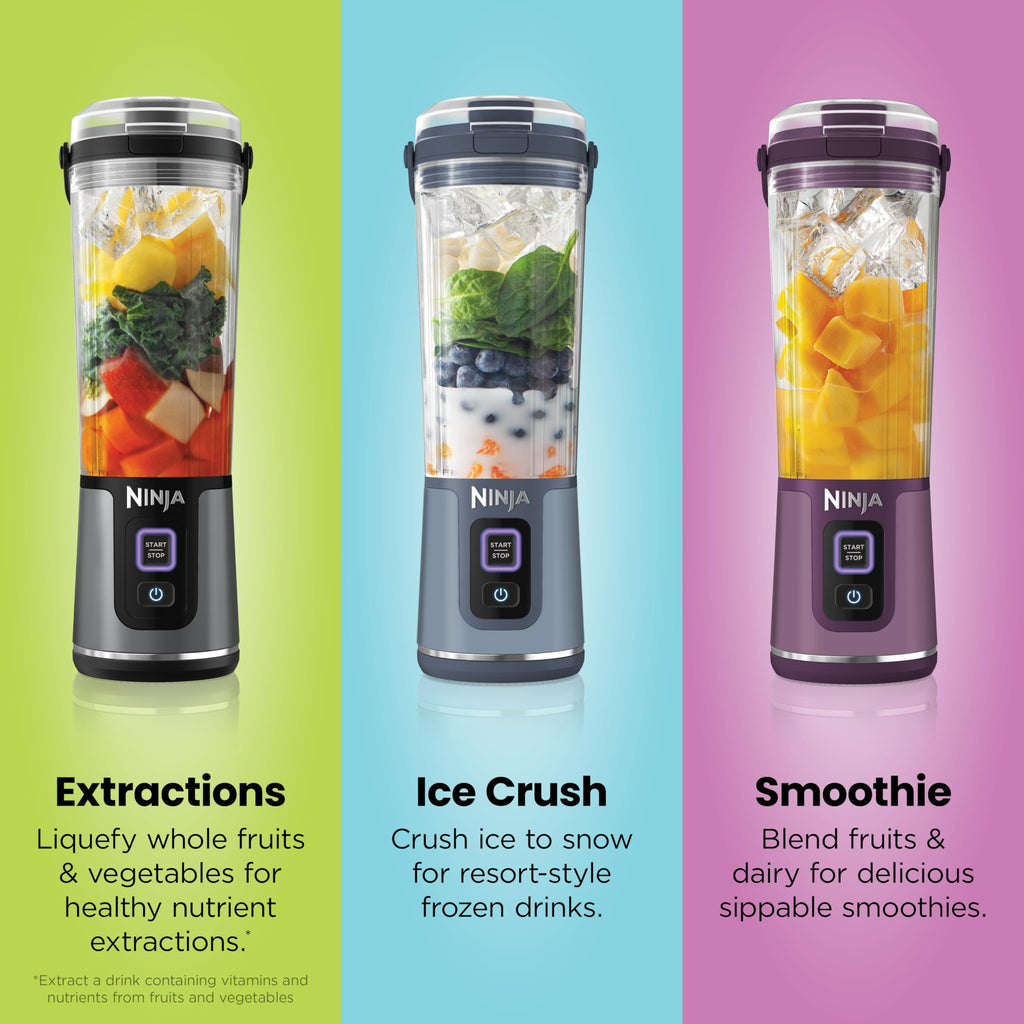 Ninja BC151NV Blast Portable Blender, Cordless, 18oz. Vessel, Personal Blender-for Shakes & Smoothies, BPA Free, Leakproof-Lid & Sip Spout, USB-C Rechargeable, Dishwasher Safe Parts, Denim Blue