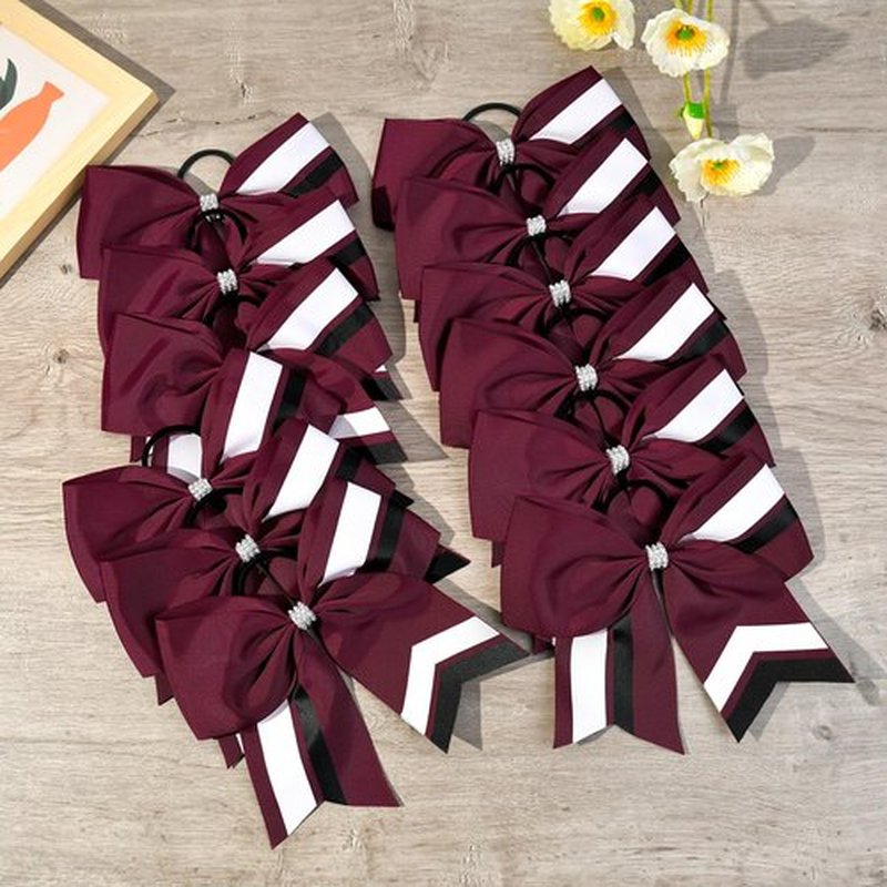 12PCS Cheer Bows Bulk Glitter Cheerleading Bows Girls Hair Bows Cheer Bows Elastic Band Ponytail Holder for Cheerleaders Teen Girls College Sports Competition