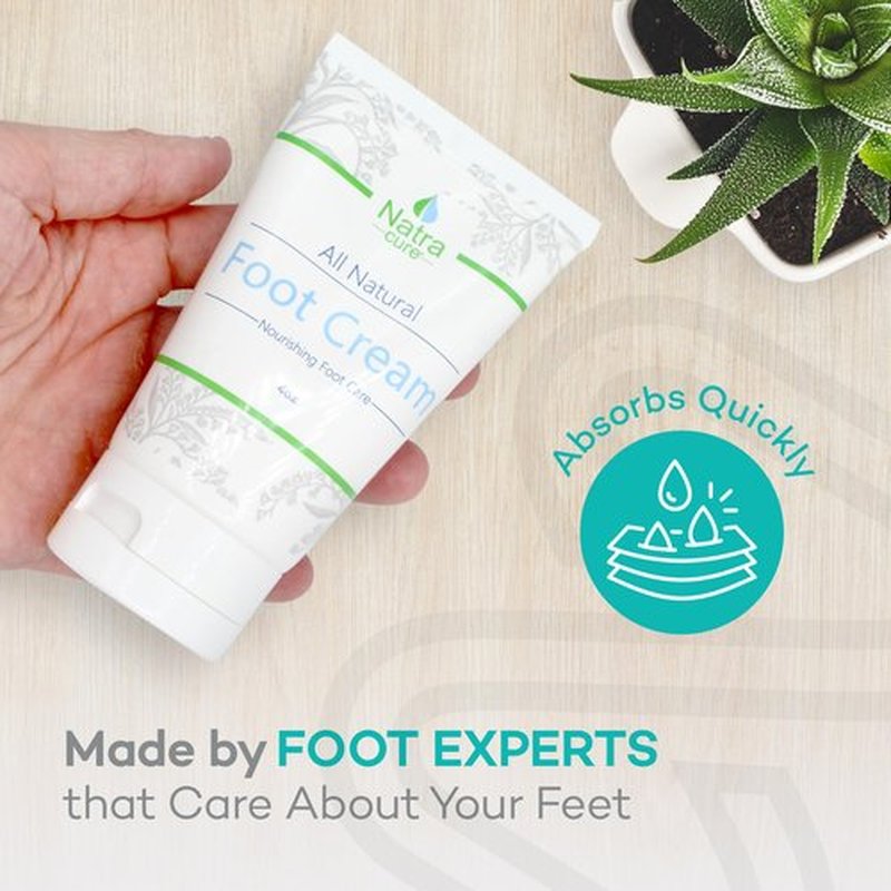 NatraCure Foot Repair Cream for Dry Cracked Heels & All Natural Foot Lotion for Dry Cracked Tired Feet Relief – Foot Moisturizer Pedicure Lotion & Foot Crack Cream for Foot Softening Treatment – 4 oz