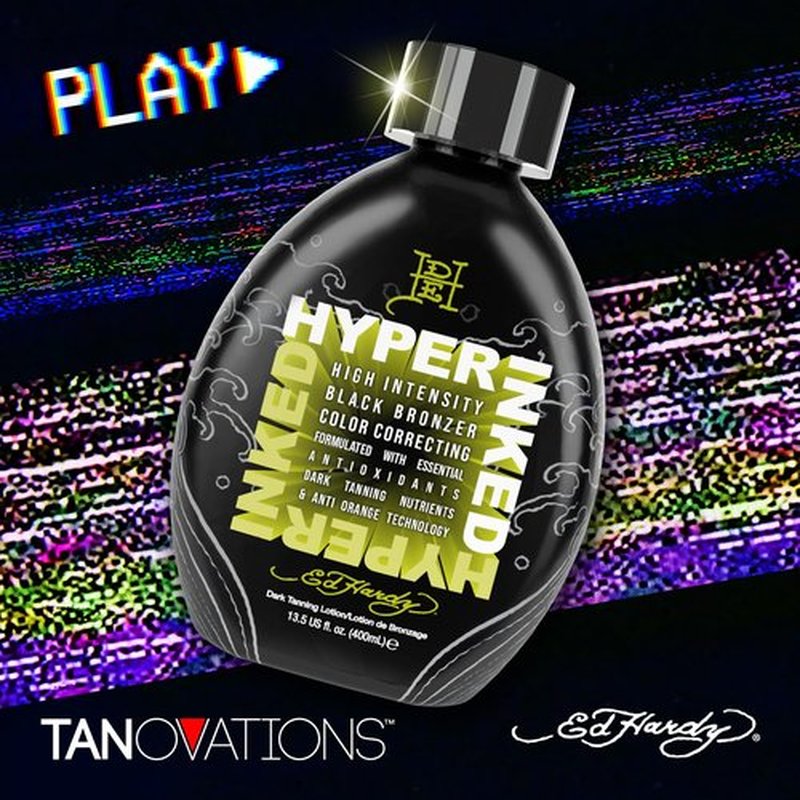 Ed Hardy Tanning Hyper Inked - High Intensity Color Correcting Skin Firming Anti-Aging Black Bronzer Dark Tanning Lotion