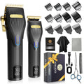 KIKIDO Hair Clippers for Men + T-Blade Trimmer Kit, Rechargeable Barber Trimmer with LCD Display & Guide Combs for Hair Cutting, Cordless Hair Clipper, Professional Clippers Set for Home Use
