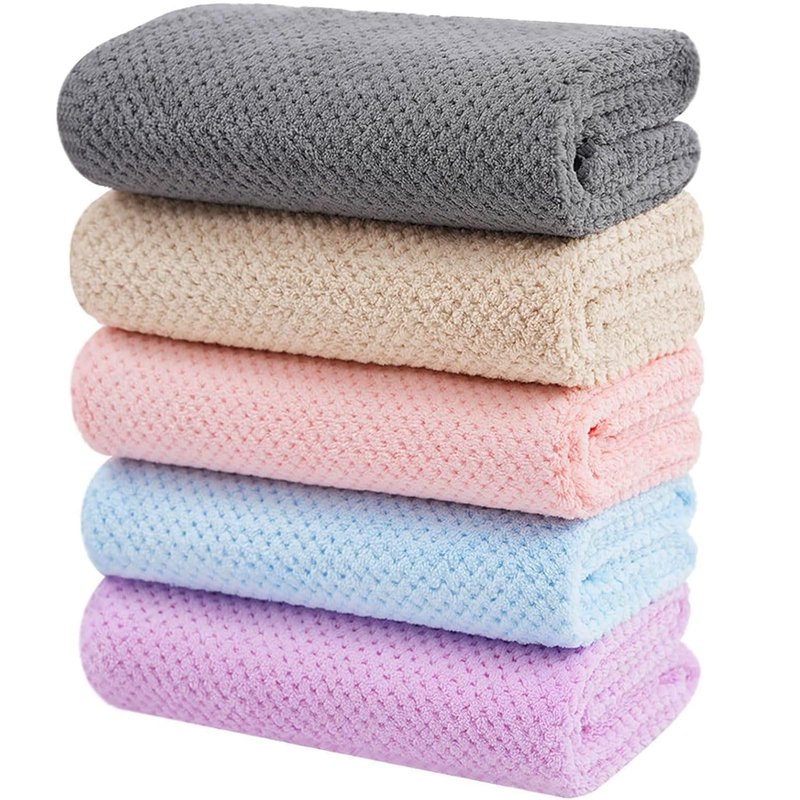 Wuwahold Microfiber Hair Towels, Waffle Hair Towel Set, Super Soft Highly Absorbent, Sturdy Quick Drying Turbans for Long, Thick, Curly Hair (5 Pack, 40" x 20")