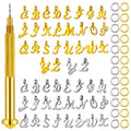305 Pieces Dangle Nail Piercing Charms ABC Letter Set Alphabet Mini A-Z Letter Charms Alphabet Charms Initial Pendant Nail Jewelry Rings with Nail Piercing Tool Hand Drill for Tips (Silver, Gold)
