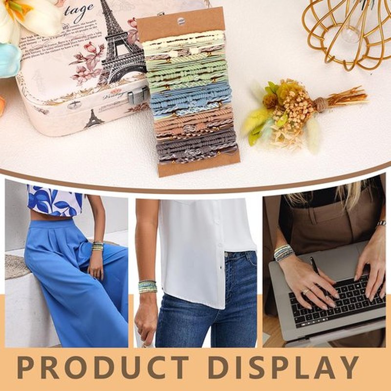 Boho hiar ties 25pcs Cute Bracelets for Thin and Thick Hair, Hair Accessories for girl or Women,Soft Dual-Use No-Damage Ties, Elastic bands，ponytail holders fo Mother's Valentine's Christmas day gift.