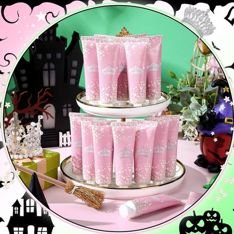 Loopeer 12 Pcs Magic Witch Hand Cream Bulk Pink Green Party Favor Hydrating Mini Hand Lotion with Rose Scent for Galentine's Day Goodie Bag Stuffers Thank You Gift, Travel Size (Crown)