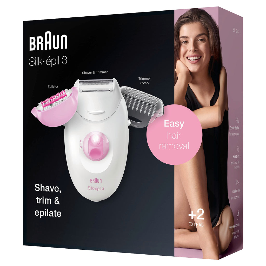 Braun Silk Epil 3 Epilator - Dual Voltage 110-220 Volts - Legs & Body (3270) (Free LiteFuze 110 Volt Plug)