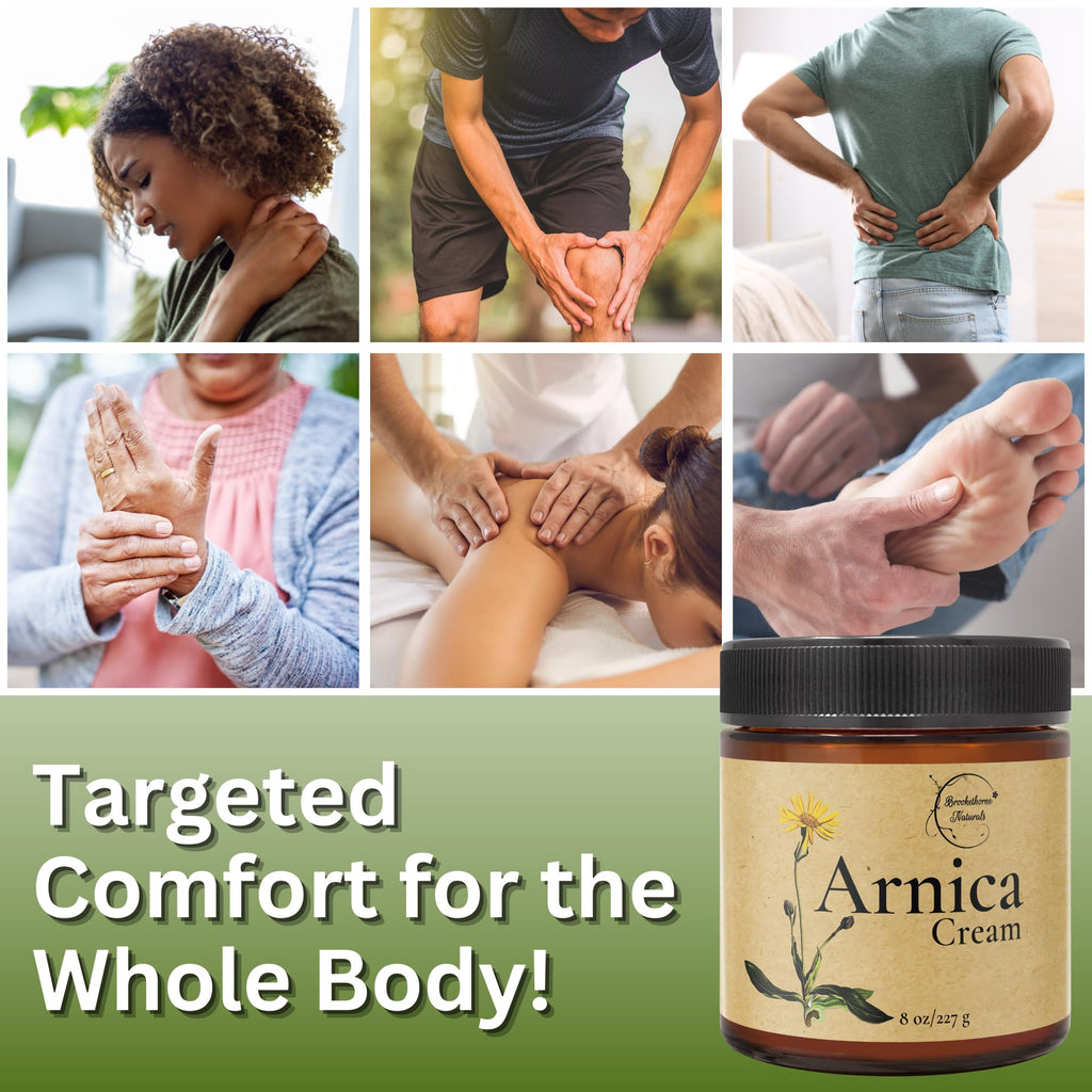 Brookethorne Naturals Arnica Cream | Botanical Massage Lotion for Massage Therapy with Arnica Montana, Lemongrass & Eucalyptus Essential Oils | for Post-Workout Massage & Active Lifestyles — 2 Pack