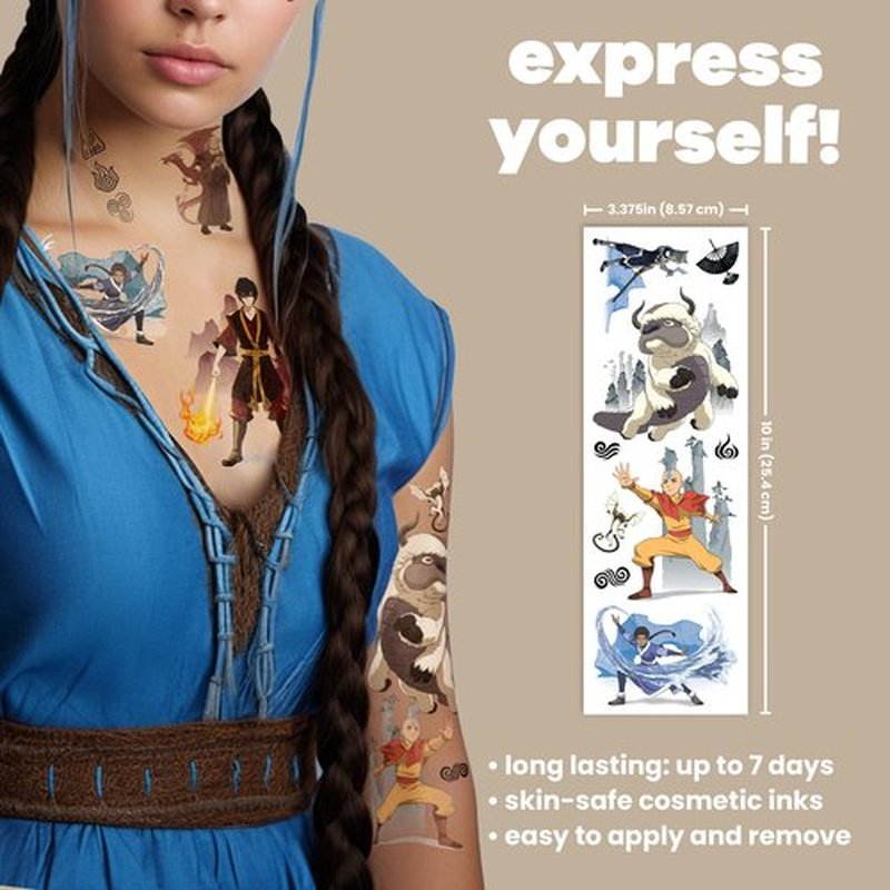 Savvi - 12 Avatar Temporary Tattoos: Skin-Safe Ink, Great for Parties and Everyday Wear, Gifts for Teens and Adults, Made in the USA [2 sheets, 12 count]