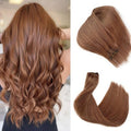 Auburn Weft Hair Extensions Sew in Human Hair Wefts for Women, 18 Inch 100G Silky Straight #30 Auburn Brown Bundle Double Weft Hand Tied Sew in Extensions Real Human Hair Weave