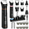 MAXGROOM 6 in 1 Beard Trimmer for Men, Waterproof Cordless Electric Razor Shaver, Men's Grooming Kit for Mustache, Hair, Face, Nose and Body, USB Recharge Dock - Silver