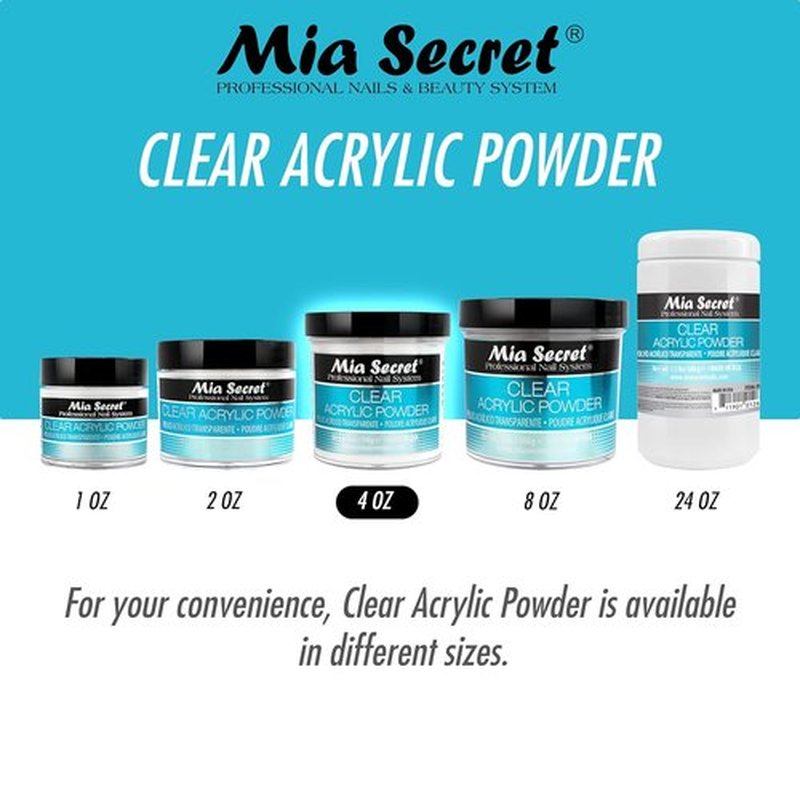 Mia Secret Clear Acrylic Powder - Professional Quality Nail Enhancement | 4oz Size