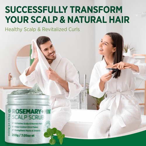 RoyceDerm Rosemary Mint Scalp Scrub Clarifying Scalp Exfoliator Refreshing Clean Scalp, Cooling Micro-Exfoliation with Botanical Extracts, For All Scalp Types (Rosemary Mint Scalp Scrub)