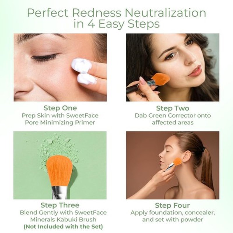 Green Corrector | Mineral Makeup Powder for Redness, Acne & Rosacea – Full Coverage Concealer, SPF 20