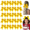 YLEN YHXX 20 PCS 8" Large Softball Cheer Hair Bows Cheerleading Bows with Ponytail Holder Elastic Band Handmade for Cheerleading Teen Girls College Sports （Softball Yellow）