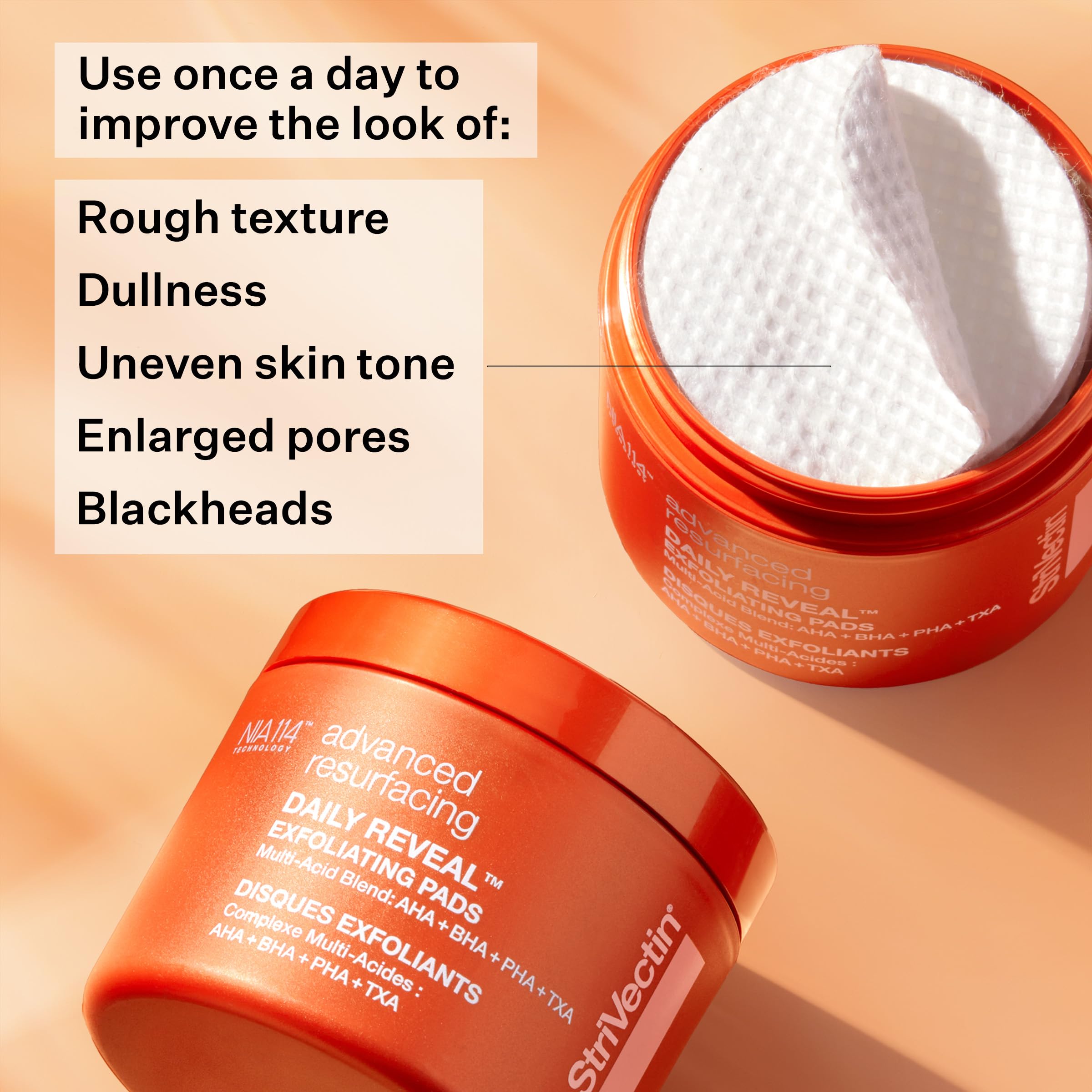 StriVectin Daily Reveal Face Exfoliating Treatment Pads, Polishing Away Dead Skin for Smooth and Soft Skin, 60 count