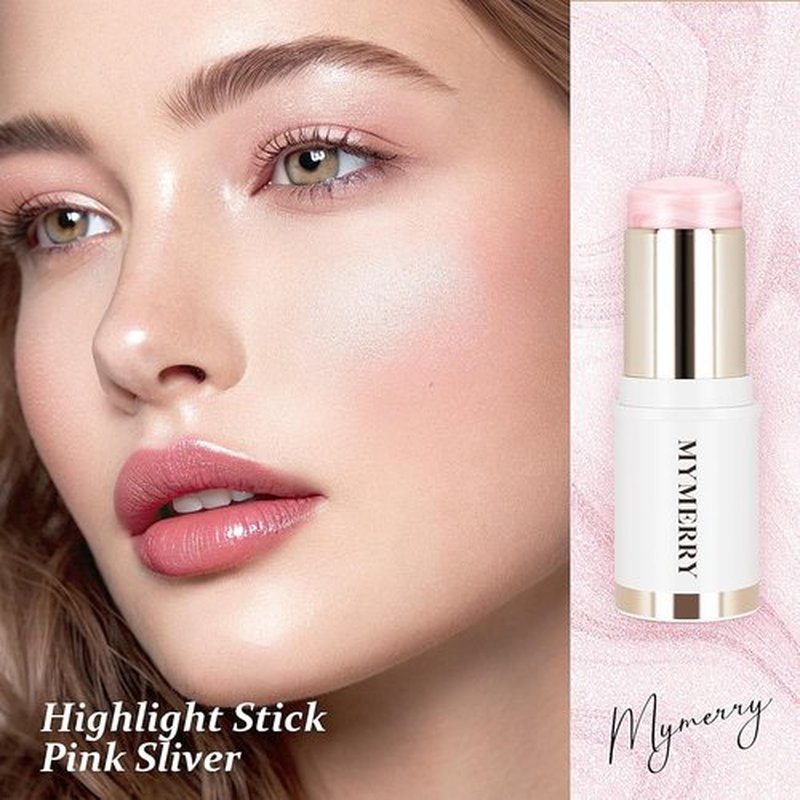 Skiennix Clear Dewy Marble Highlighter Stick - Buildable Glow for Face & Body | Vegan, 15g/0.53fl. Oz, Pink Silver