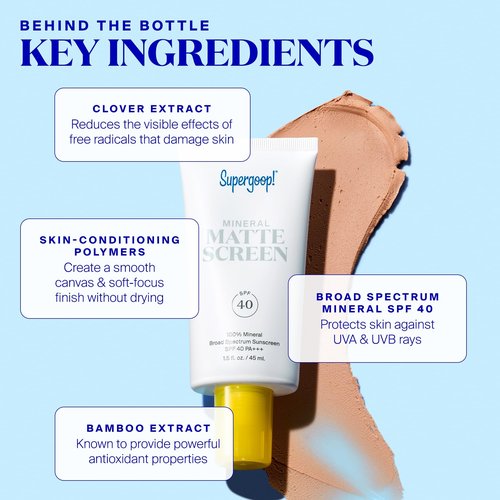 Supergoop! Mineral Mattescreen (SPF 40) - 20 mL, Pack of 2 - Mineral, Oil-Free Broad Spectrum Sunscreen - Smooths Skin’s Appearance, Minimizes Pores & Controls Shine - Water & Sweat Resistant