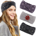 Aprince Winter Headbands for Women 3Pcs, Warm Knit Ear Muffs for Snow Ski, Chunky Knotted Ear Warmers, Thick Crochet Head band, Cold Weather Head Wraps, Stocking Stuffers Gifts