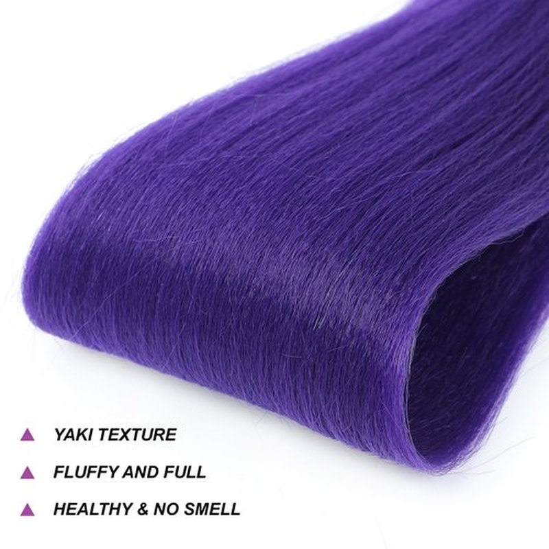 4Packs Long Purple Hair Extensions Pre Stretched Synthetic Braiding hair Extensions for Braids purple Braiding Hair for Stage Party Halloween Cosplay Costume Wigs (Purpl 24 Inch (Packs of 4))