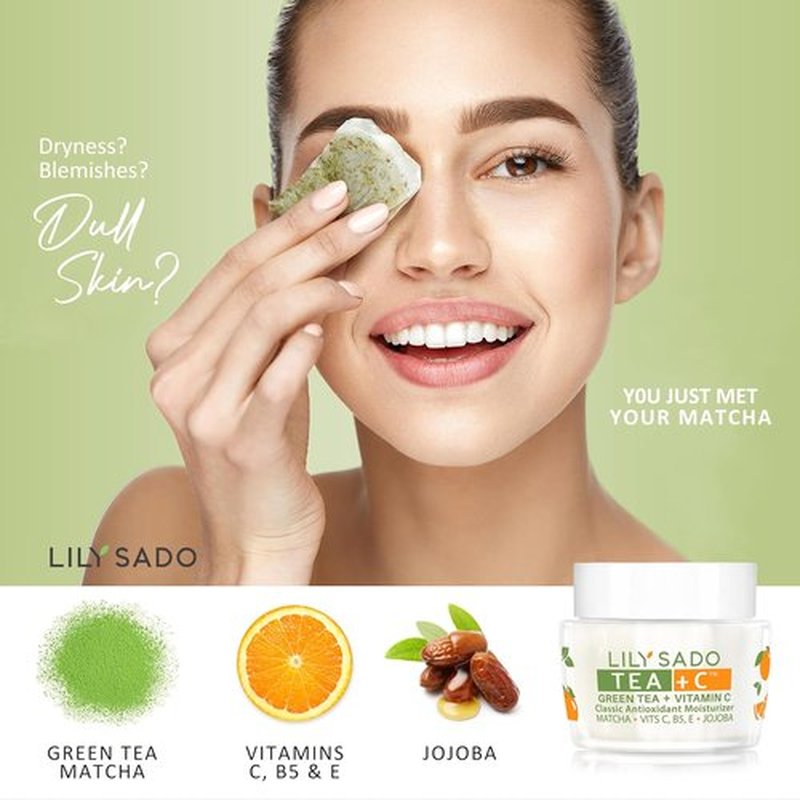 LILY SADO TEA+C™ Green Tea Matcha Moisturizer - Antioxidant Anti-Aging Daily Lotion | Hydrates & Firms Skin