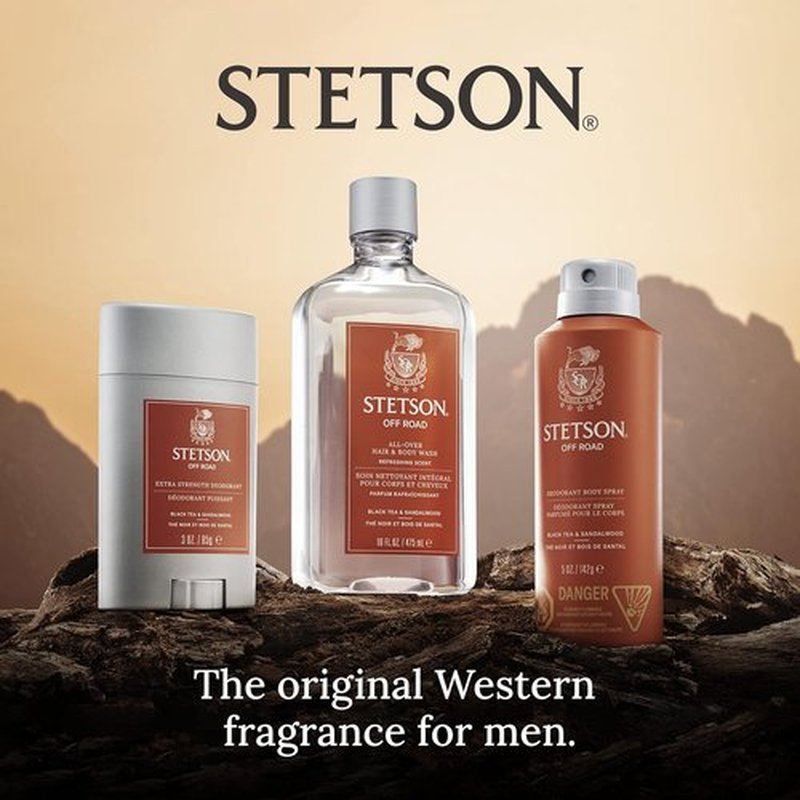 Stetson Extra Strength Men's Deodorant Stick - 3 oz Gel for Grooming Kit | 3-Pack Off-Road