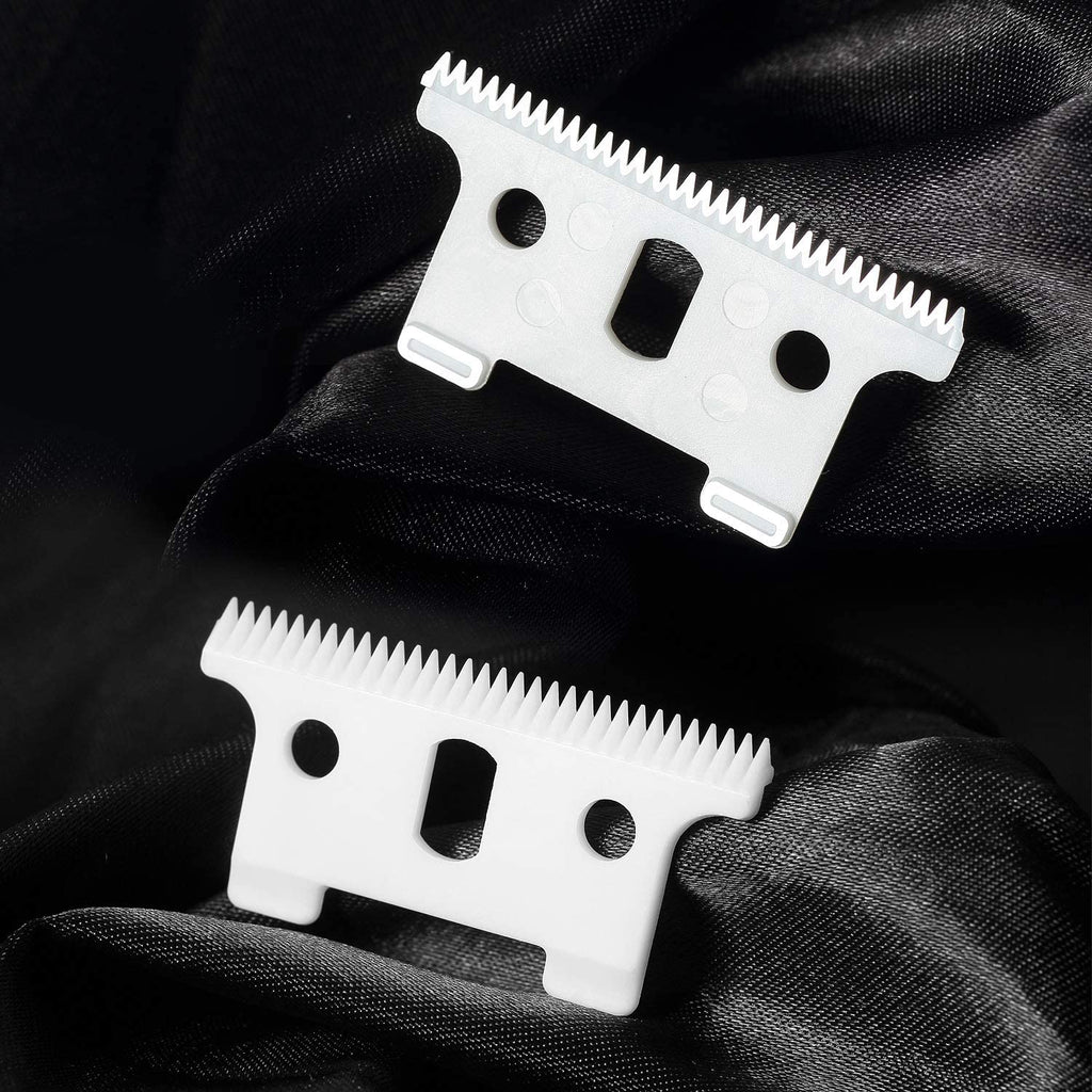 FOXSONIC 2pcs Replacement Ceramic Blade for 04521 t outliner Hair Trimmer andis GTX GTO T-Outliner Trimmer Ceramic Movable Blade Replacement T Blade (White)