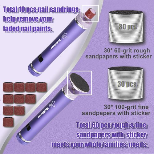 Electric Callus Remover for Feet, Cordless Foot File Pedicure Tool, Foot Sander Nail Grinder with 60+10PCS Sandpapers for Dead Skin Dry Calluses, 3 in 1 Foot Scrubber & Nail File (Purple)