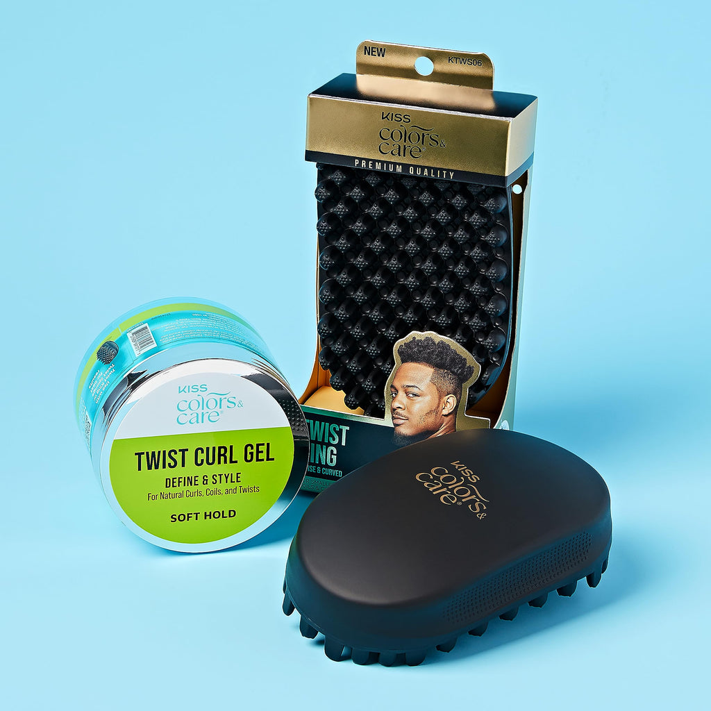 KISS COLORS & CARE Twist Curl Gel, 6 oz. - Flexible Hold, Perfect For Twists, Moisturizing & Promotes Hair Growth, No Buildup - Lightweight, Organic Jamaican Black Castor Oil