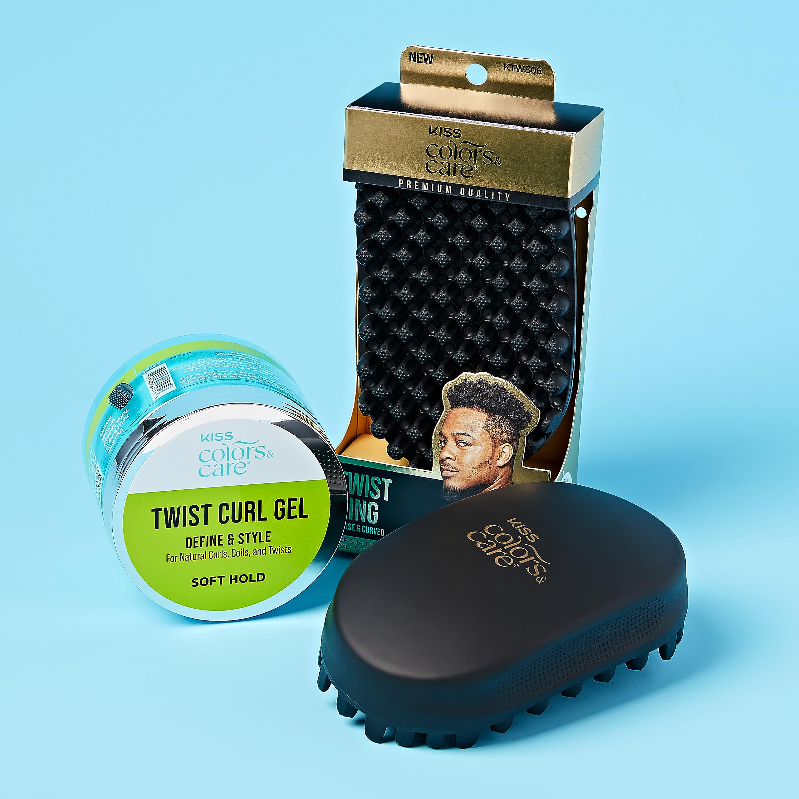 KISS COLORS & CARE Twist Curl Gel, 6 oz. - Flexible Hold, Perfect For Twists, Moisturizing & Promotes Hair Growth, No Buildup - Lightweight, Organic Jamaican Black Castor Oil