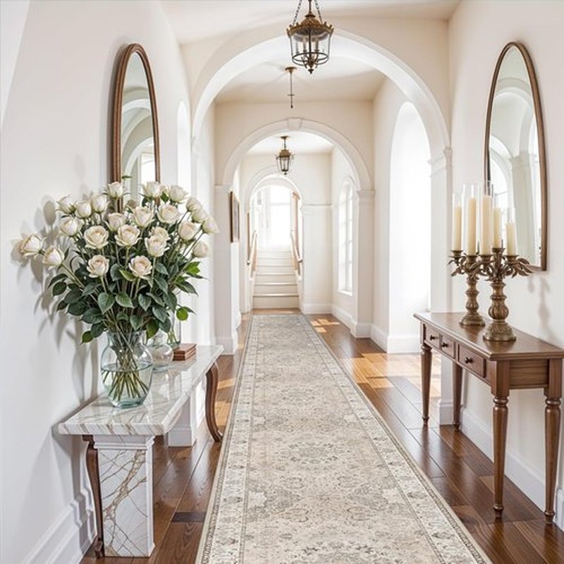 Hallway Washable Runner Rug - Vintage Soft Non-Slip 3x20 Indoor Carpet for Entryway & Living Room | Beige