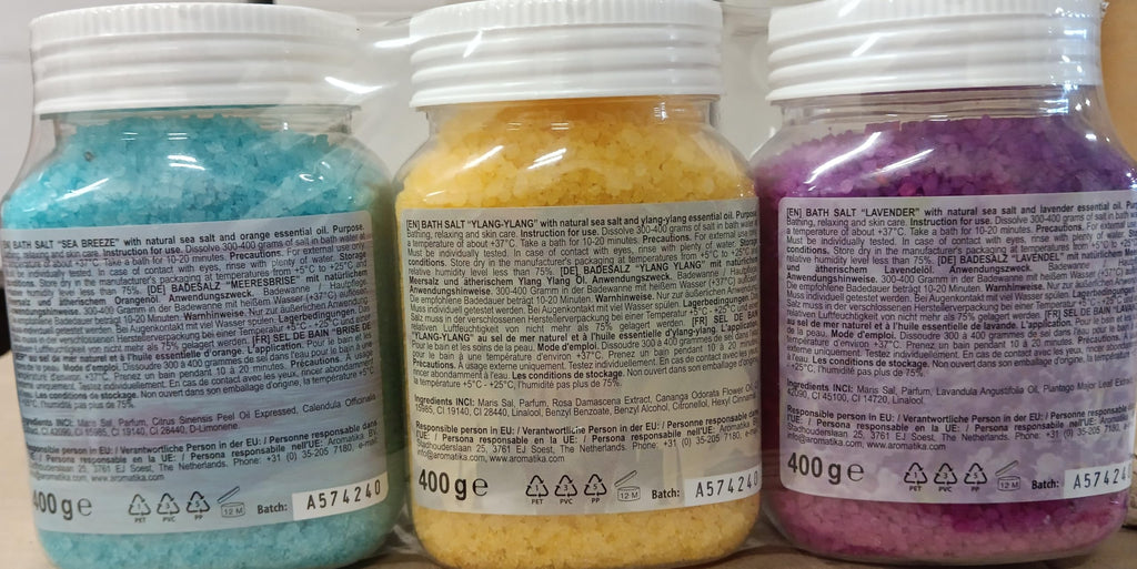 Bath Salts Set 42 Oz - Lavender - Sea Breeze - Ylang-Ylang - 100% Natural Essential Oil - Bathing - Body Care - Beauty - Relaxation - Spa