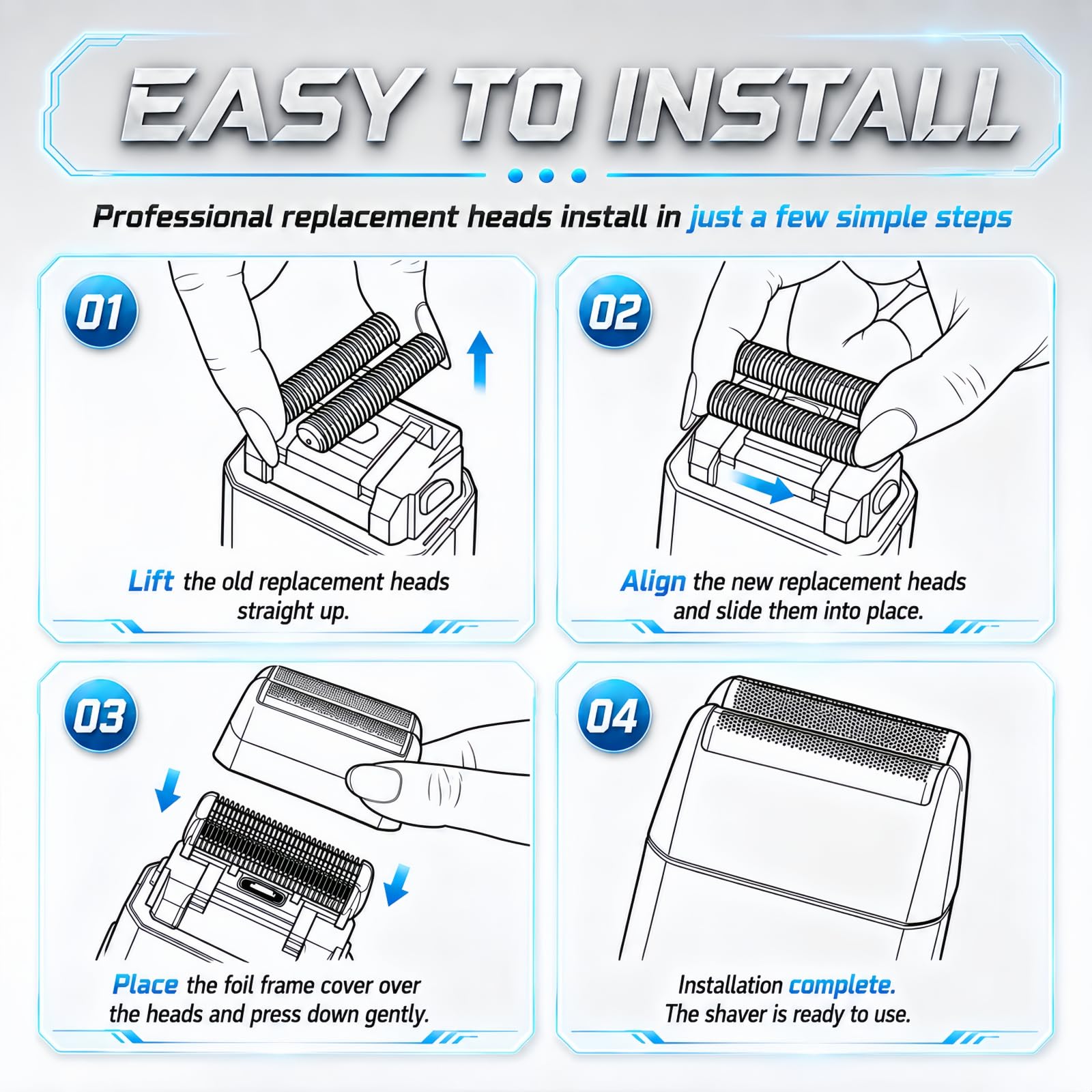 Shaver Replacement Foil & Cutters Compatible with BaBylissPRO FXFS2 Heads