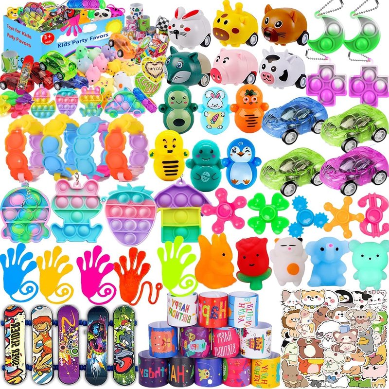 117 Pcs Party Favors | Pop Fidget Toys & Treasure Box Gifts for Kids Ages 4-12