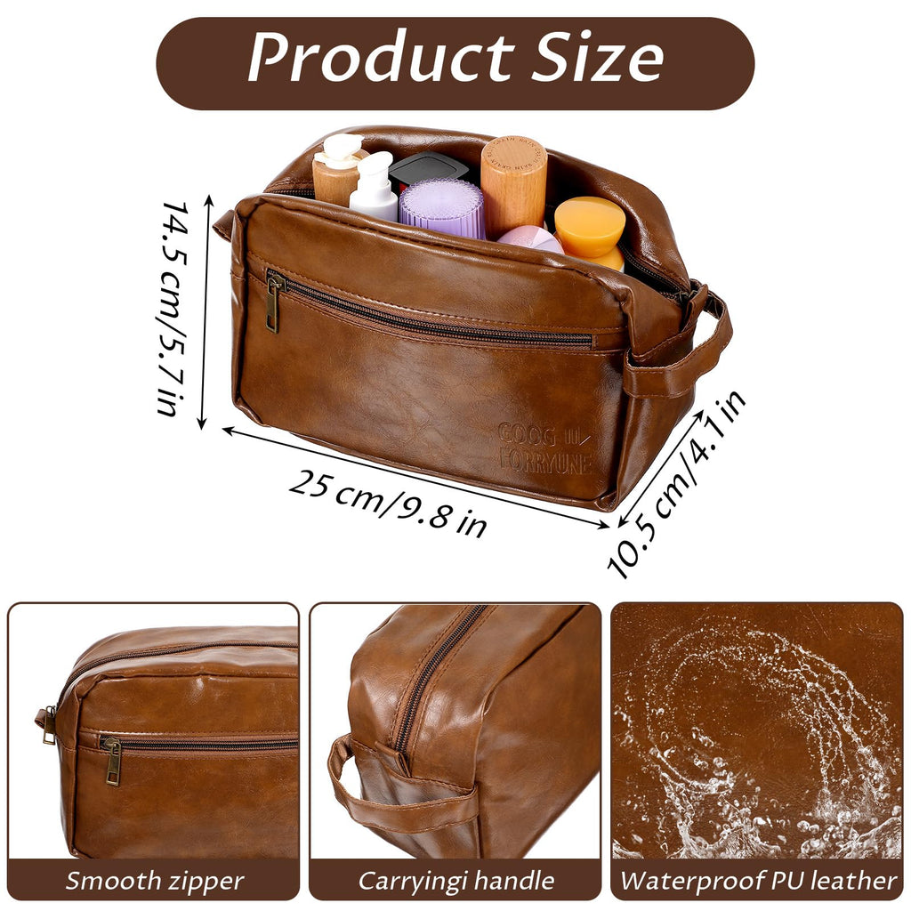 MBAIYO 6 Pcs Toiletry Bags for Men, Groomsmen Gifts Men's Toiletry Bag Travel Shaving Kit Wedding Proposal Gift for Groomsmen Bachelor Party Favors (Brown)