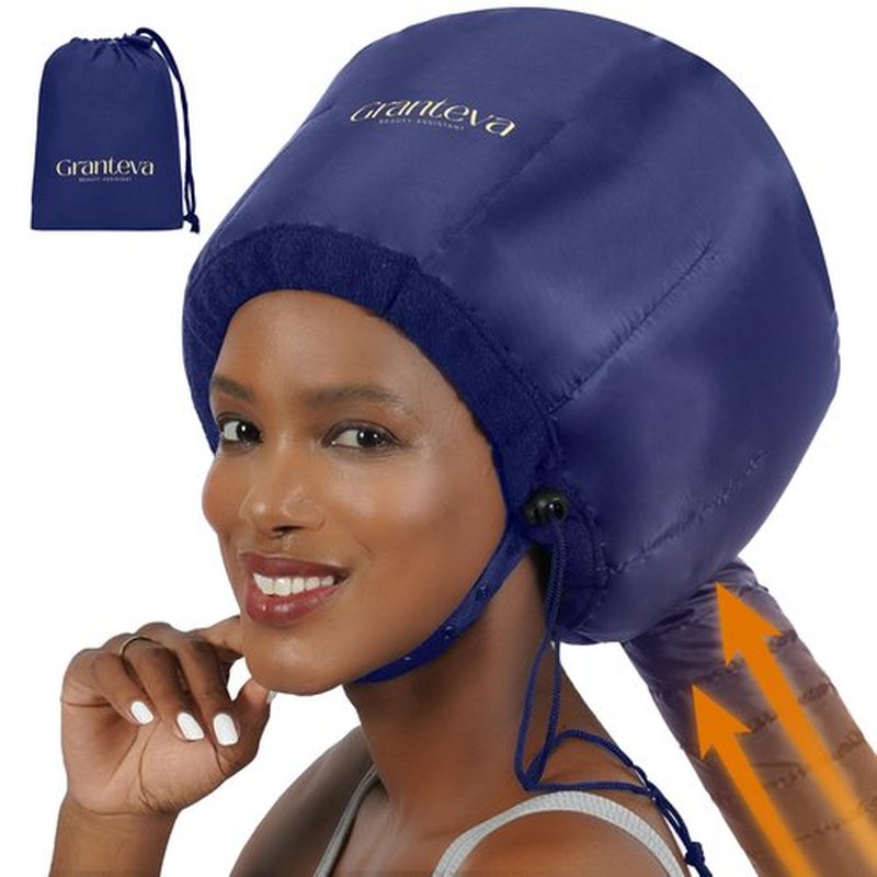 Granteva Hair Dryer Bonnet Attachment w/A Headband Integrated That Reduces Heat Around Ears & Neck - Blow Dryer Attachment for Hair Dryer, Speeds Up Drying Time