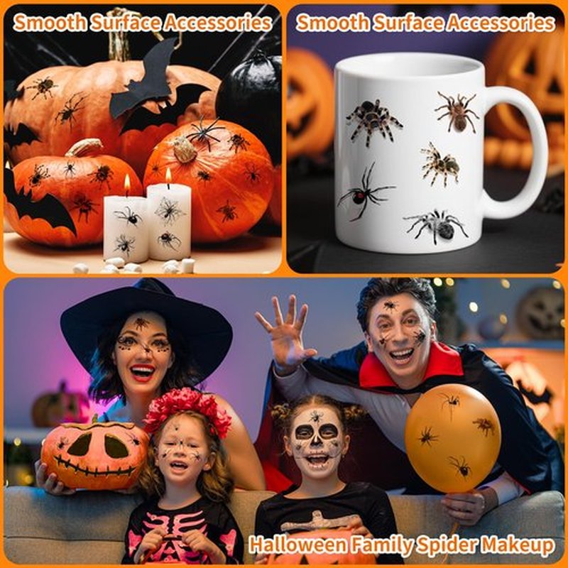 JoyfulGlam 110+ PCS Halloween Face Tattoos, Spider Tattoo Temporary, Halloween Witch Makeup for Women, Halloween Costume Accessories for Adult Kids