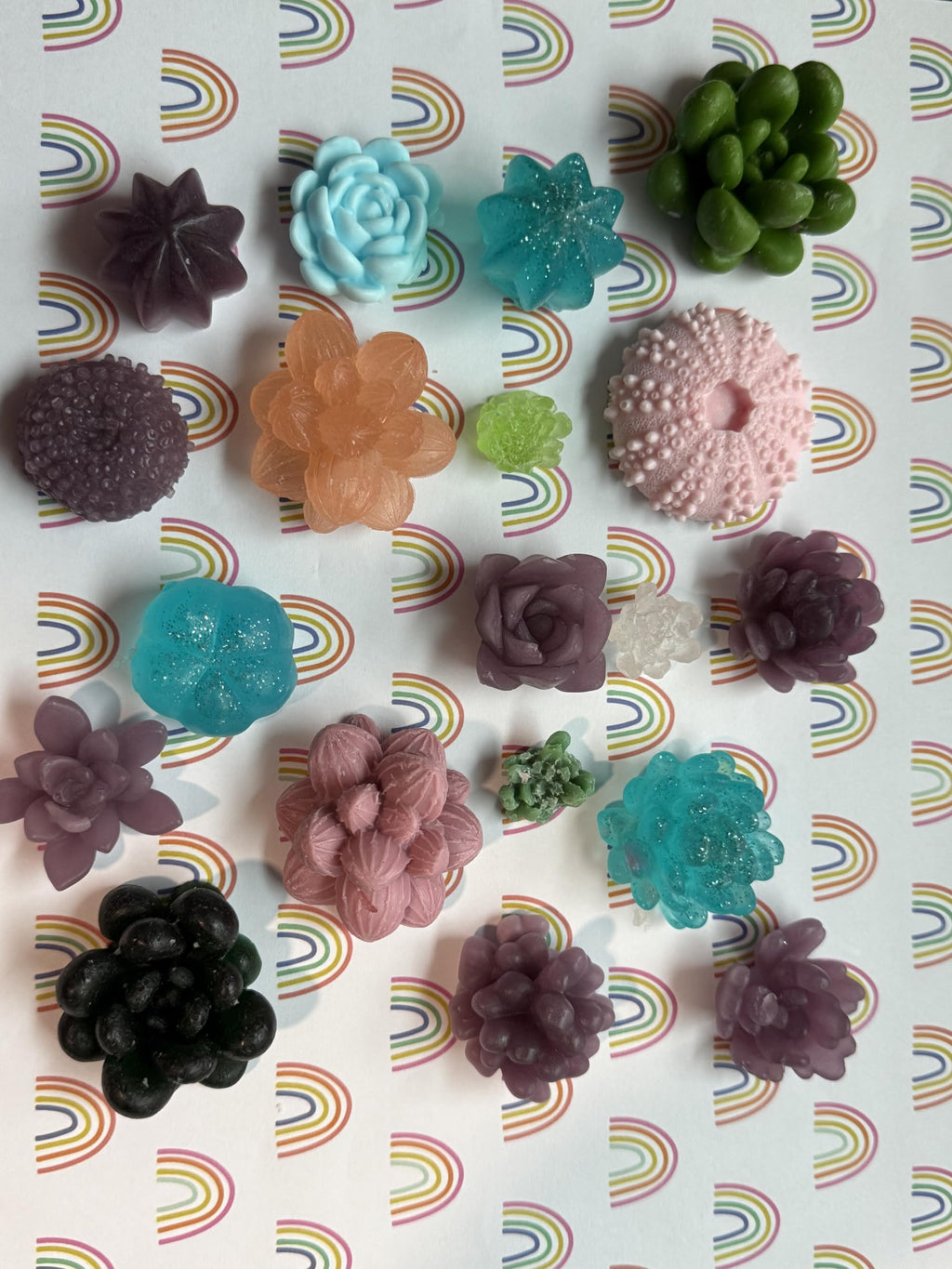 Handmade Succulent Flower Soap Set, Includes 5-6 mini soaps, approxiamately 2 oz.