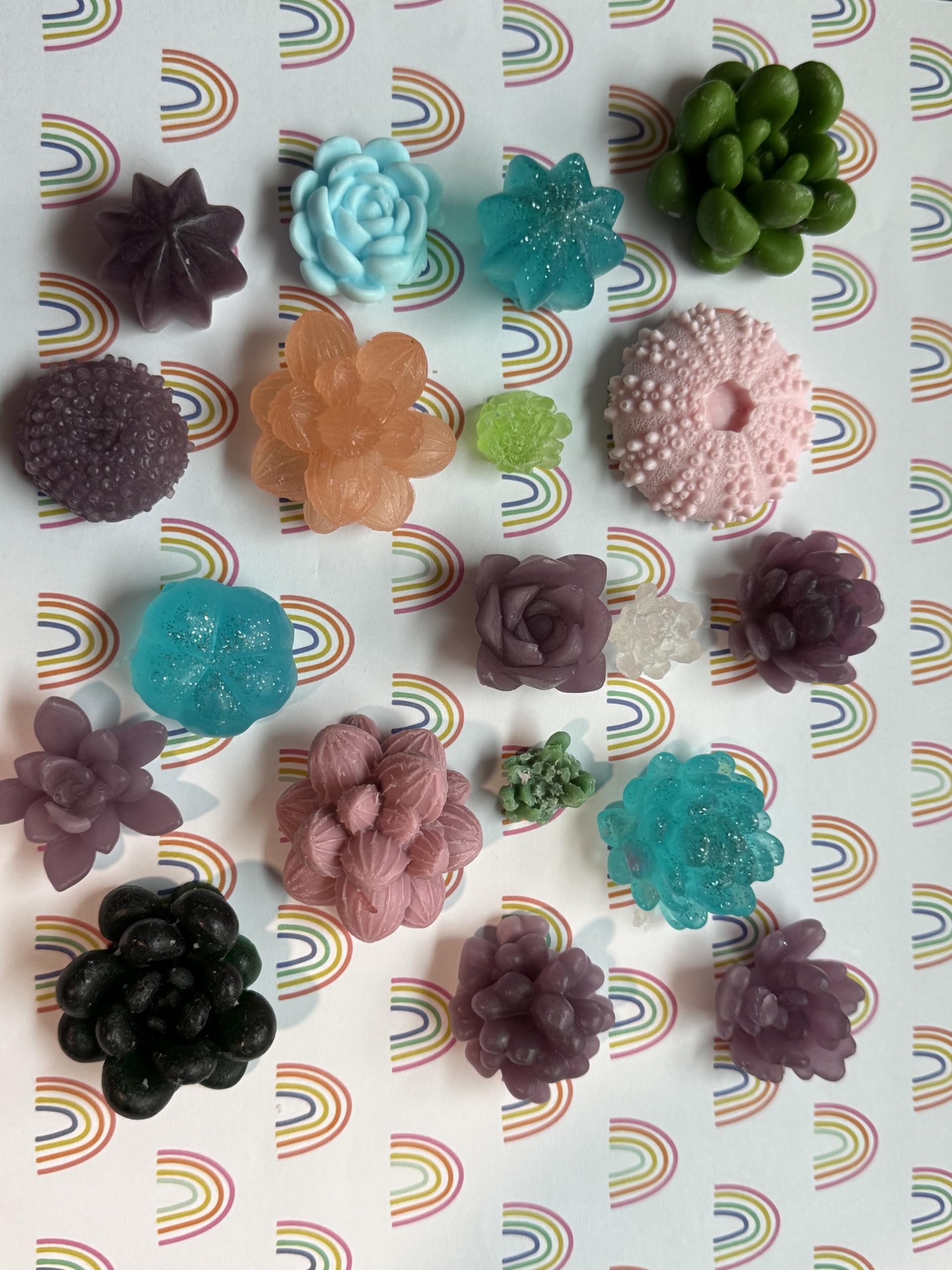 Handmade Succulent Flower Soap Set, Includes 5-6 mini soaps, approxiamately 2 oz.