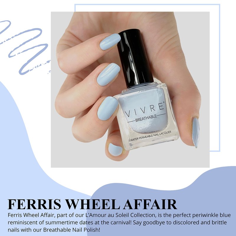 VIVRE Cosmetics Nail Polish - Quick Dry, Shiny, Halal, Vegan, Non-Toxic for Women and Girls - Long Lasting, Certified Breathable and Water Permeable - Ferris Wheel Affair
